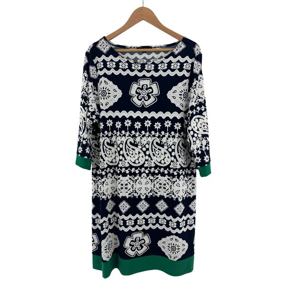 Size 16W 1X PAISLEY PRINT TEXTURED SHIFT DRESS Day/Evening All-Season PLUS SIZE - Picture 4 of 4